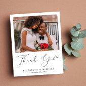 Elegantes Heart Script Wedding Foto Danke Karte