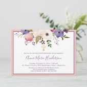 Elegantes Heiliges Erstes Kommunion Rosa und Lila Einladung (Stehend Vorderseite)