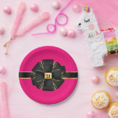 Elegantes heiß rosa Gold JEDES ALTER Mädchen Gebur Pappteller (Party)