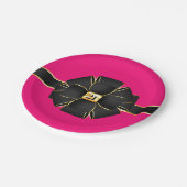 Elegantes heiß rosa Gold JEDES ALTER Mädchen Gebur Pappteller (Schrägansicht)