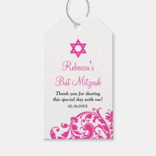 Elegantes heißes Rosa blühen Schläger Mitzvah Geschenkanhänger