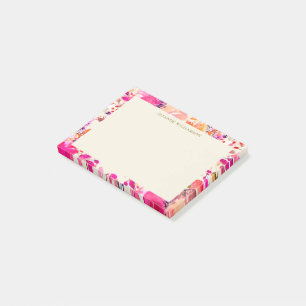 Elegantes heißrosa florales Geschenk zur Brautpart Post-it Klebezettel