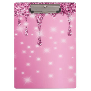 Elegantes heißrosa Glittertropfen-Dessin Klemmbrett