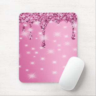 Elegantes heißrosa Glittertropfen-Dessin Mousepad