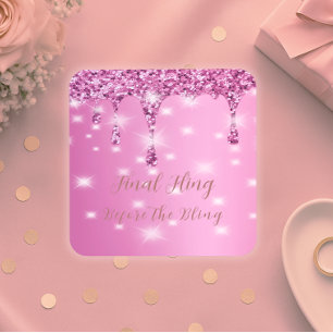 Elegantes heißrosa-glitzerndes Bachelorette-Abendk Getränkeuntersetzer
