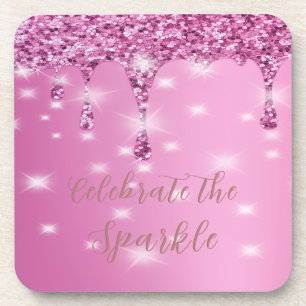 Elegantes heißrosa-glitzerndes Bachelorette-Party- Getränkeuntersetzer