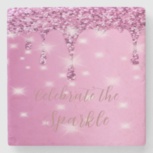 Elegantes heißrosa-glitzerndes Bachelorette-Party- Steinuntersetzer