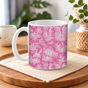 Elegantes heißrosa Toile de Jouy französisches Lan Kaffeetasse