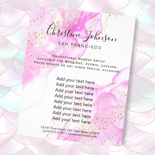 elegantes heißrosa Wasserfarben-Glitter Flyer