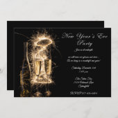 Elegantes Hell Champagne Silvester Party Einladung (Vorne/Hinten)