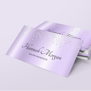 Elegantes Hell-Lila-Lila-Ombre-Silber-Konfetti Visitenkarte