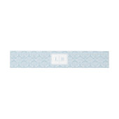 Elegantes Hellblau-Damaskus-Monogramm Einladungsbanderole (Flach)