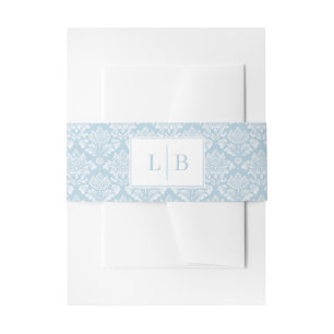 Elegantes Hellblau-Damaskus-Monogramm Einladungsbanderole