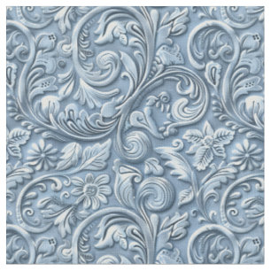 Elegantes hellblau geprägtes Leder floral Stoff