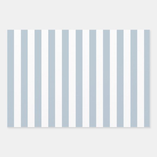 Elegantes, hellblau-weiß gestreiftes Muster Geschenkpapier Set (Vorderseite)
