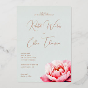 Elegantes Hellblaues Blumenmuster Folieneinladung