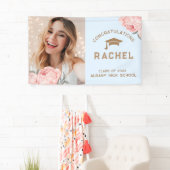 Elegantes Hellblaues Florales Abschluss- Absolvent Banner (Insitu)