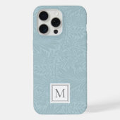 Elegantes hellblaues florales Botanisches Monogram iPhone Hülle (Rückseite)