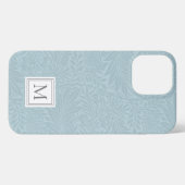 Elegantes hellblaues florales Botanisches Monogram iPhone Hülle (Rückseite (Horizontal))