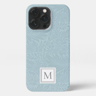 Elegantes hellblaues florales Botanisches Monogram iPhone 13 Pro Hülle