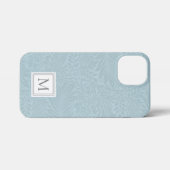 Elegantes hellblaues florales Botanisches Monogram iPhone Hülle (Rückseite (Horizontal))
