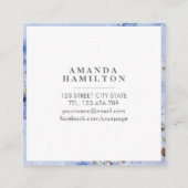 Elegantes, hellblaues Marmorgold beruflich Quadratische Visitenkarte (Rückseite)