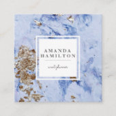 Elegantes, hellblaues Marmorgold beruflich Quadratische Visitenkarte (Vorderseite)