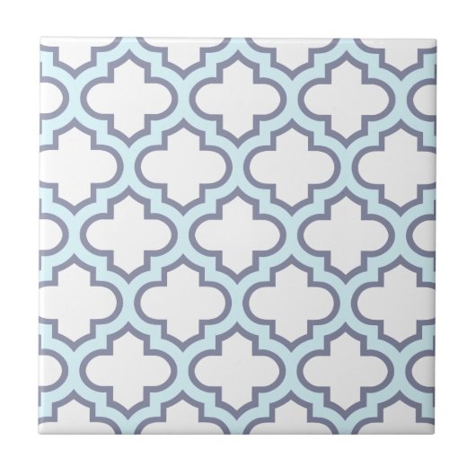 Elegantes hellblaues Marokkaner Quatrefoil Muster Fliese (Vorderseite)