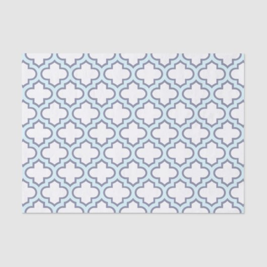 Elegantes hellblaues Marokkaner Quatrefoil Muster Seidenpapier (Vorderseite)
