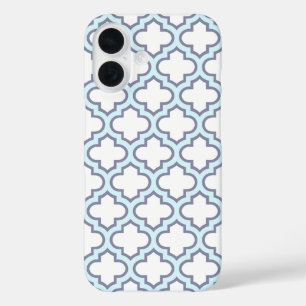 Elegantes hellblaues marokkanisches Quatrefolienmu iPhone 16 Hülle