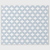 Elegantes hellblaues marokkanisches Quatrefolienmu Geschenkpapier (Flach)