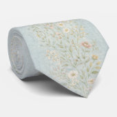 Elegantes hellblaues vintage-botanisches Design Krawatte (Gerollt)