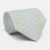 Elegantes hellblaues vintage-botanisches Design  Krawatte (Gerollt)