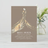 Elegantes hellbraunes Brautparty Einladung (Stehend Vorderseite)