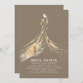Elegantes hellbraunes Brautparty Einladung (Vorne/Hinten)