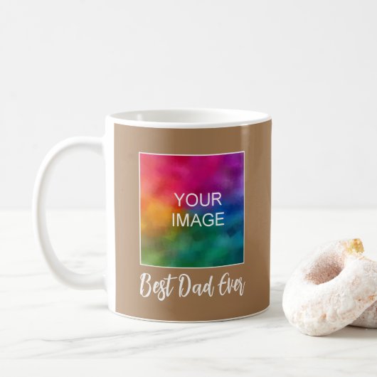 Elegantes, hellbraunes Skript Bester Vater je Vorl Kaffeetasse (Mit Donut)