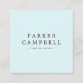 Elegantes helles Aqua-Blau, stilvoll minimalistisc Quadratische Visitenkarte (Vorderseite)