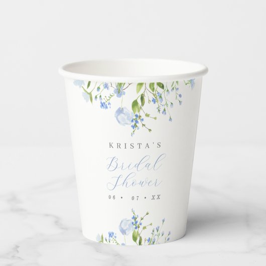 Elegantes helles blaues Brautparty Pappbecher (Rückseite)