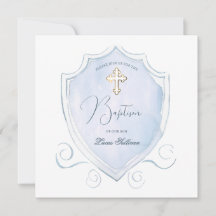 Elegantes helles blaues Wasserfarben Wappen Taufe