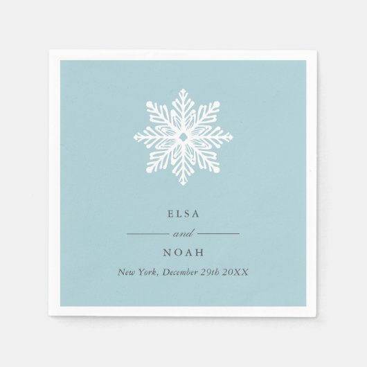 Elegantes helles Blue Snowflake Monogramm Serviette (Vorderseite)