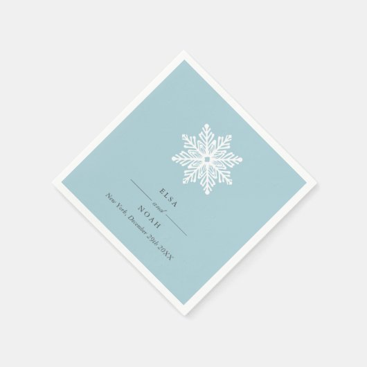 Elegantes helles Blue Snowflake Monogramm Serviette (Ecke)