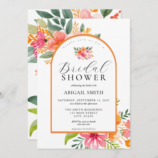 Elegantes, helles, farbenfrohes Brautparty Einladung (Vorne/Hinten)