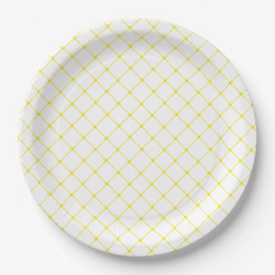 Elegantes helles gelbes Gitter-Muster Pappteller