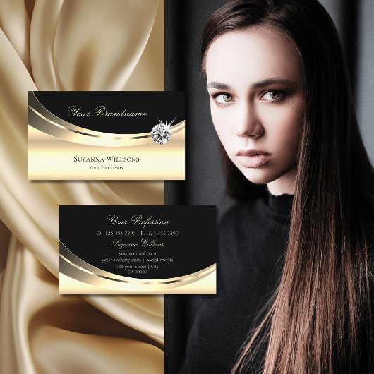 Elegantes helles Gold Schwarz mit glänzender Diama Visitenkarte