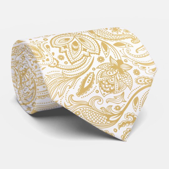 Elegantes Helles Gold U Weisses Vintages Paisley Krawatte Zazzle De
