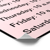 Elegantes, helles Rosa mit Schwarz-Script-Salon-St Poster (Ecke)