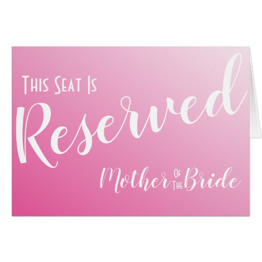 Elegantes, helles, rosa Reserviertes Seat-Hochzeit (Vorderseite (Horizontal))