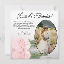 Elegantes, helles Rosa Rosenrosen Oval Foto Hochze Dankeskarte
