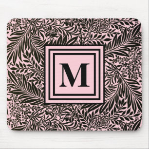 Elegantes helles rosa und schwarzes botanisches Mu Mousepad