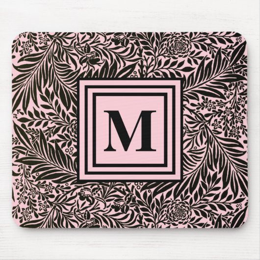 Elegantes helles rosa und schwarzes botanisches Mu Mousepad (Vorne)